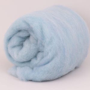 BabyBlue  25mic B125 carded, 50g (1.76oz). Felting Wool, For Spinning And Needle Felting.  100% wool.