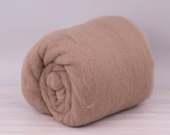 Beige B162, 22mic Carded Merino Wool Batt 1.77oz (50gr) Lana de fieltro, para hilar y fieltrar con aguja. 100% lana.