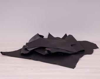 Leather pieces Black, 450gr. (1lb) For shoe making, slipper sole and DIY projects.