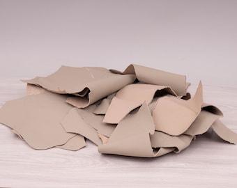 Leather pieces Beige, 950gr. (1lb) For shoe making, slipper sole and DIY projects.