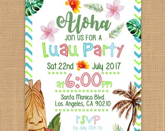 hawaiian invitation etsy hawaiian themed invitations