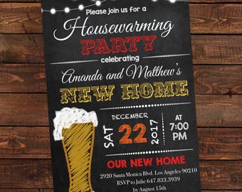 christmas housewarming invitation party invites chalk etsy housewarming flyer
