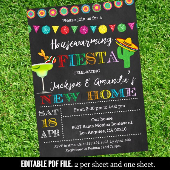 Mexican Fiesta Housewarming Invitation - Fiesta Housewarming invitations printable - Fiesta Mexican - DIY Party Invitation Il_570xn
