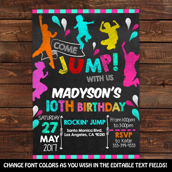 Trampoline Jump Invitation - Jump Birthday Invitation - Trampoline Invitation - Trampoline birthday invitation - Bounce House Invitation Il_570xn
