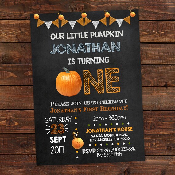 Little Pumpkin One Blue For Boy's. Pumpkin 1st Birthday Invitation Blue Boy's. Fall First Invitation. PDF Editable on Adobe Reader. Il_570xn