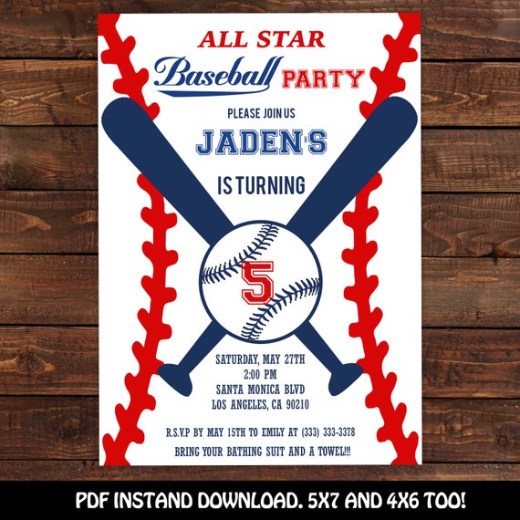 baseball invitation baseball party invitation printable baseball
