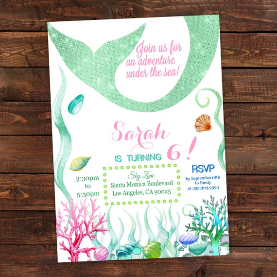 mermaid invitations printable mermaid party invitations etsy