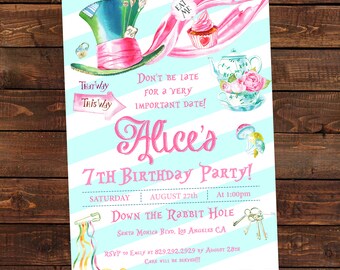 Alice in Wonderland Birthday Invitations - Alice Tea Party Invitations - Alice in wonderland - PDF Instant Download Editable #DPI1615212