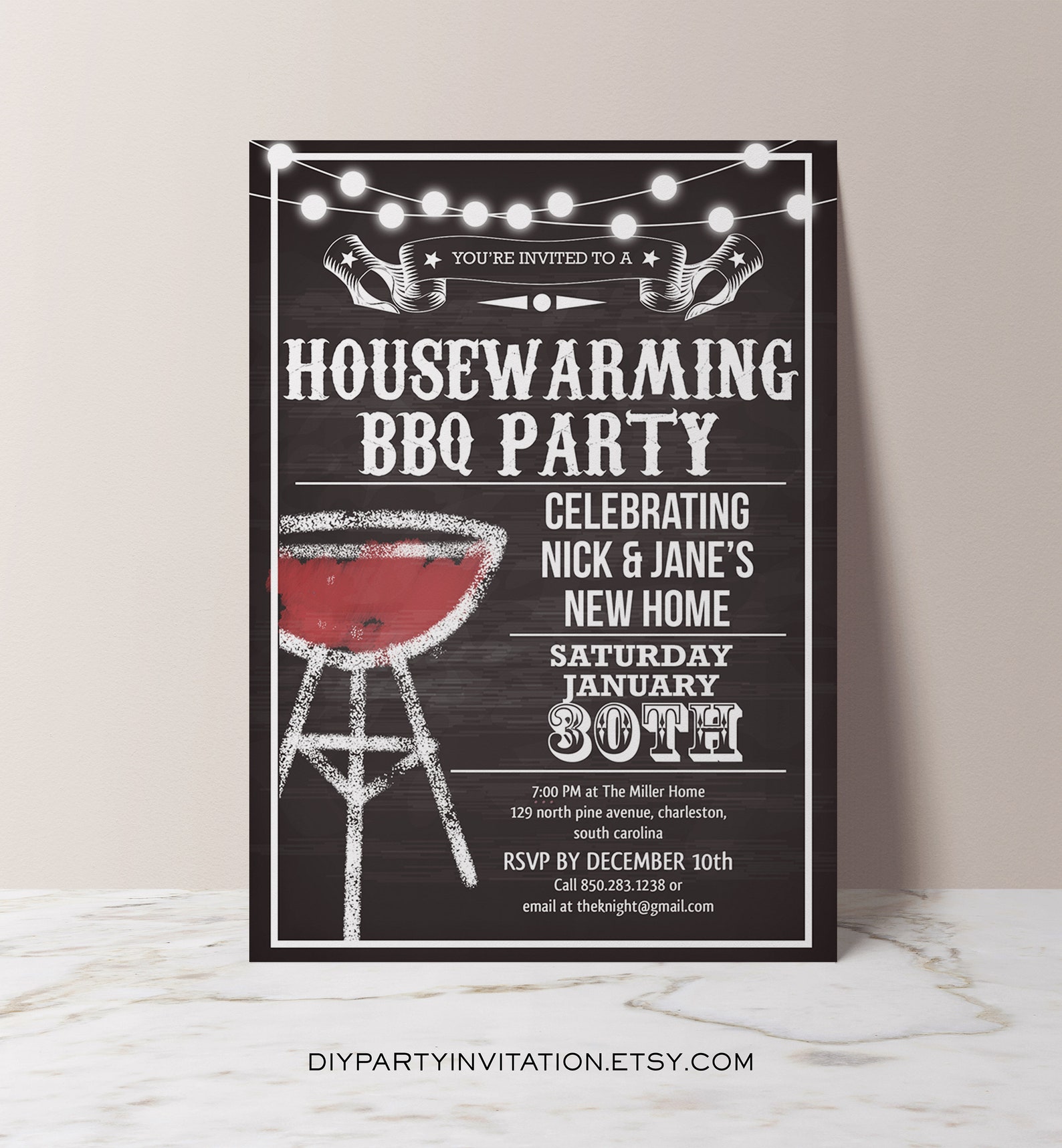 Housewarming bbq party invitations printable housewarming Etsy