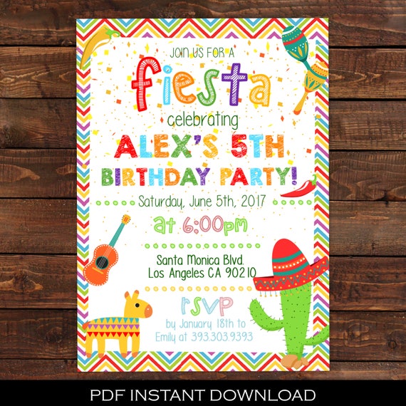 fiesta invitation mexican party invitation fiesta birthday party