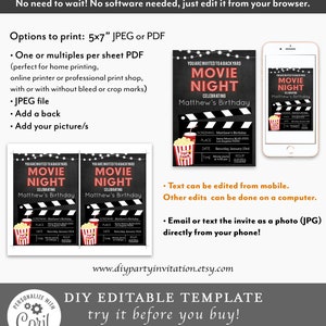 Printable Backyard Movie Night Party Invitation Movie Night - Etsy