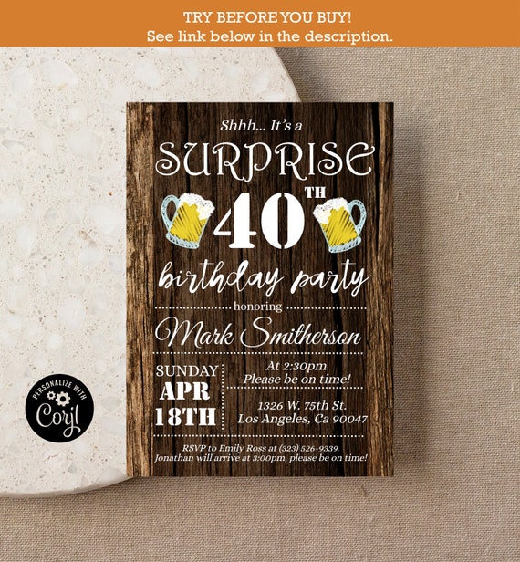 Cheers And Beers Printable Invitation Template For Him Etsy