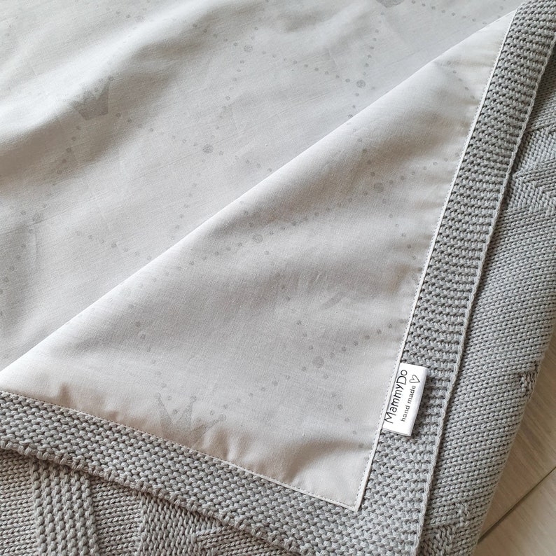 Grey Knitted Crown Baby Blanket Personalized Swaddle Blanket Etsy