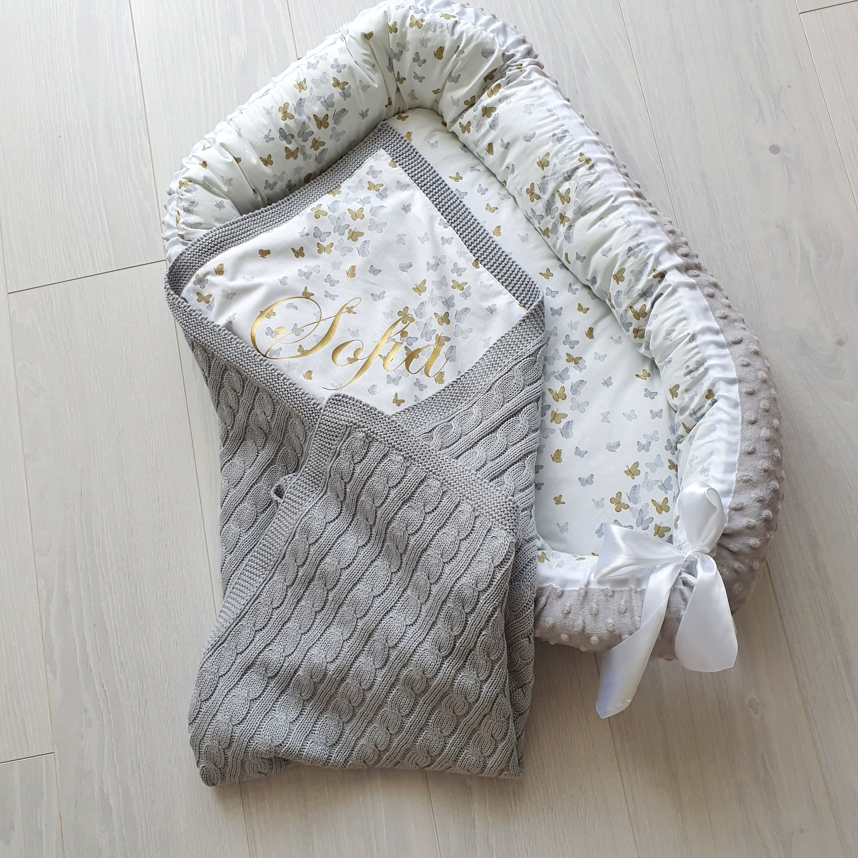 Set of 2 Baby nest and personalized baby blanket Baby cocoon Etsy