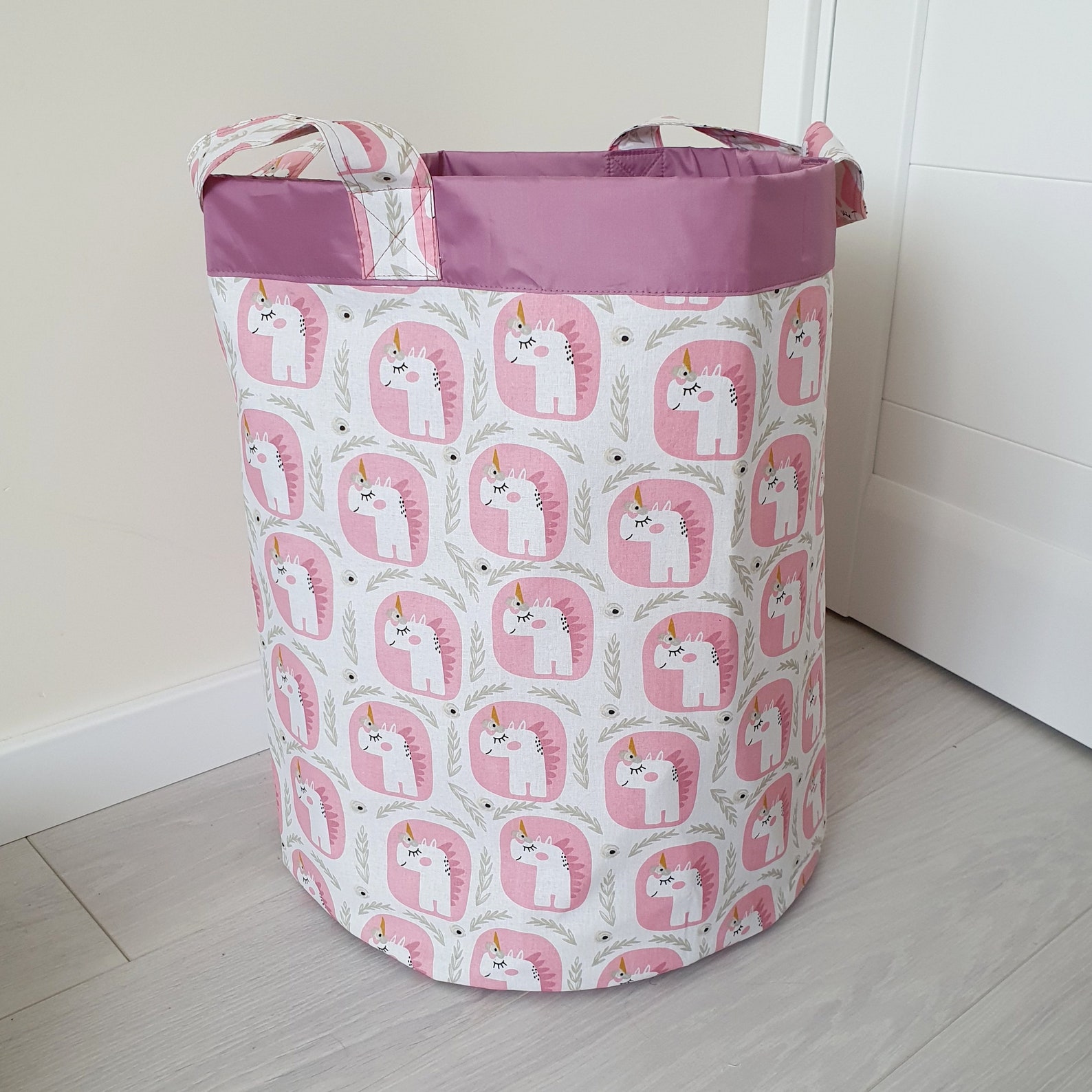 Personalized fabric basket Unicorns Fairy tale nursery Basket Etsy