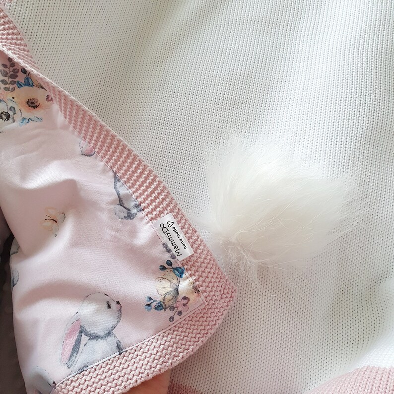 Bunny knitted baby blanket Blanket with ears and tail Rabbit Etsy