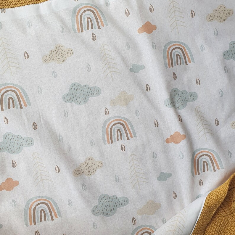 Rainbow print baby blanket Personalized knitted blanket Clouds Etsy