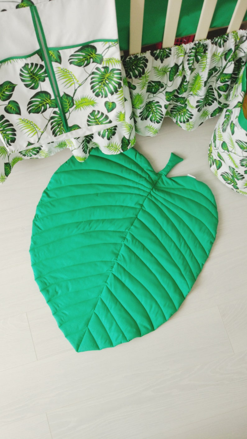 Monstera Leaf Rug Nursery Play Mat Tropical Kids Playroom Etsy