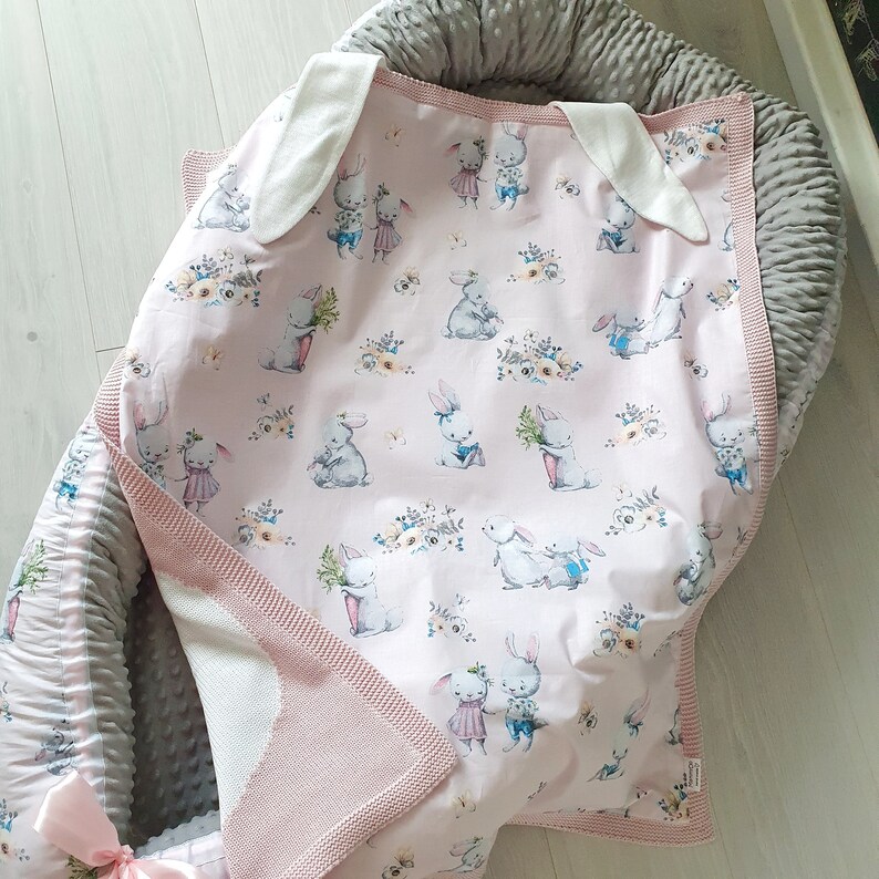 Bunny knitted baby blanket Blanket with ears and tail Rabbit Etsy