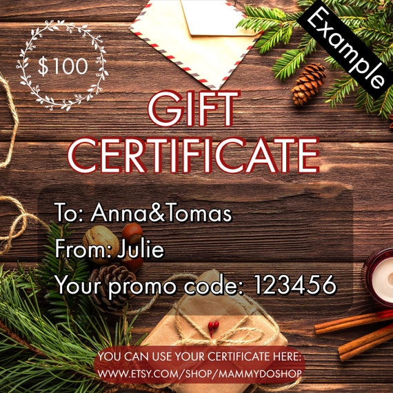 download gift certificate printable gift certificate gift etsy