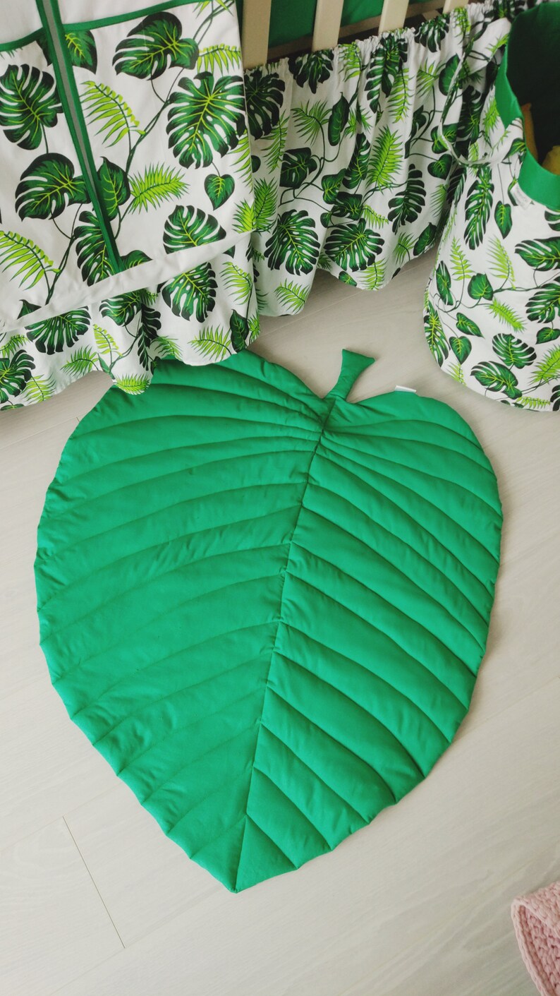 Monstera leaf rug Nursery play mat Tropical kids playroom Etsy