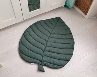 Décoration de pépinière de thème de la jungle Tapis de jeu pour bébé feuille verte Tapis de pépinière tropicale Tapis de feuilles de coton À côté du tapis Cadeau de douche de bébé