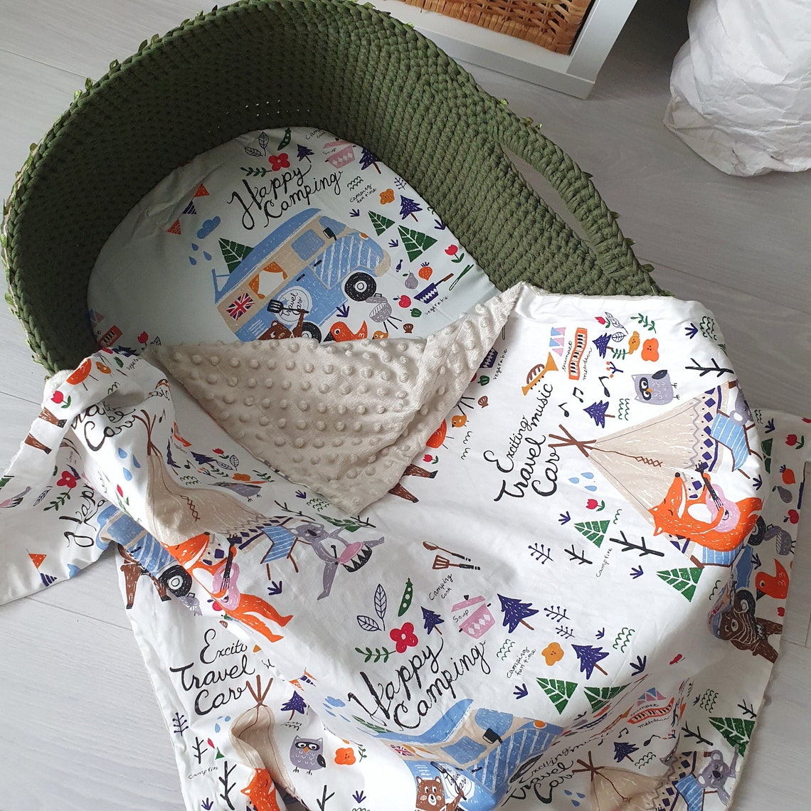 Happy camping print bedding Bedding set for Fitted Etsy