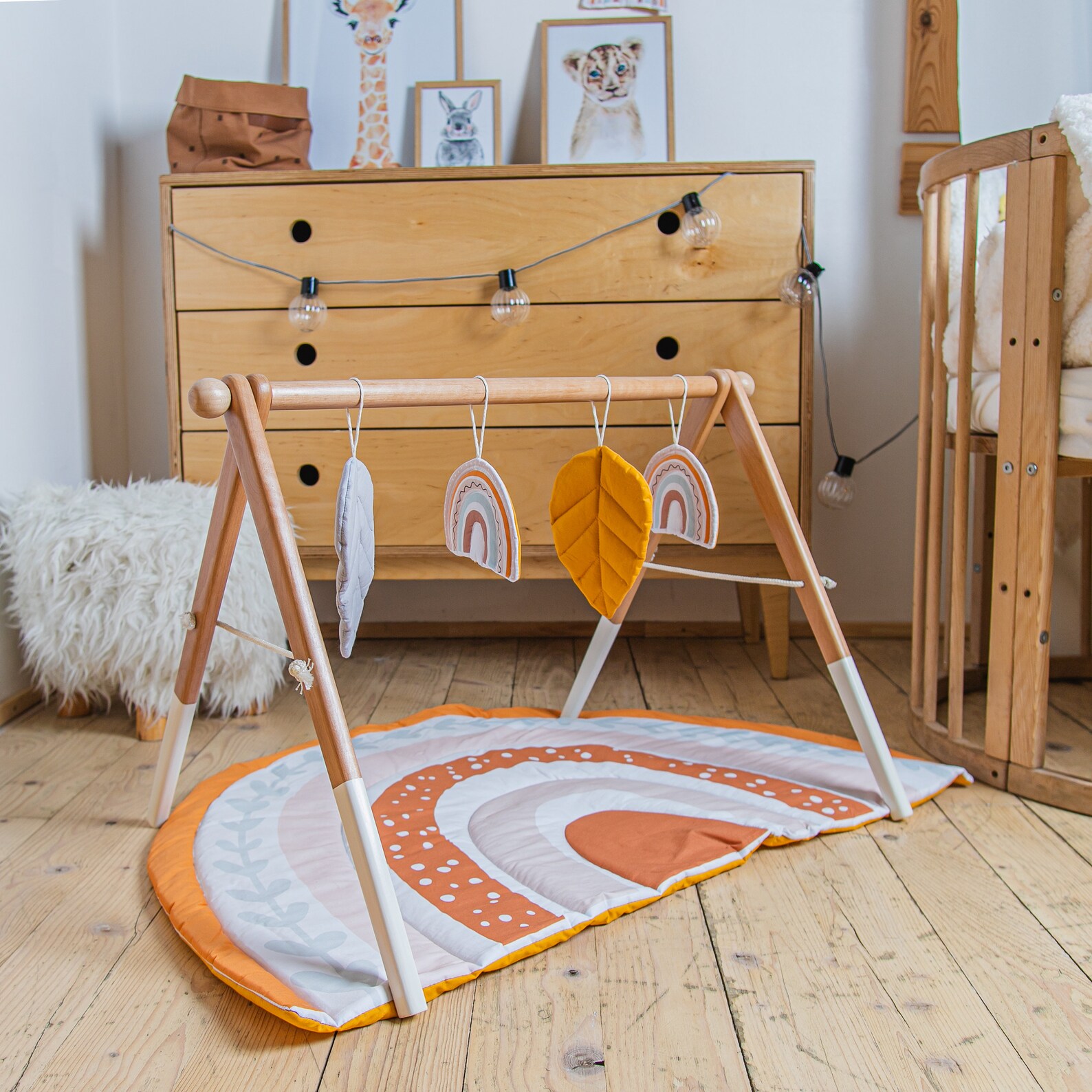 Rainbow shape play mat Boho nursery decoration Quilted Etsy