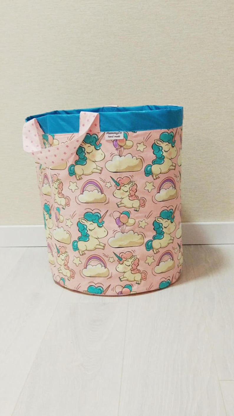 Fabric basket Toy box Basket for toys Toy storage Fabric storage basket Laundry basket Storage bin Laundry bag Gift for baby Unicorn print