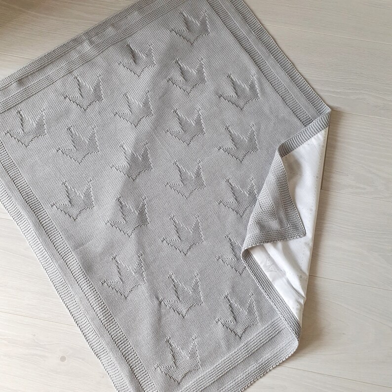 Grey Knitted Crown Baby Blanket Personalized Swaddle Blanket Etsy