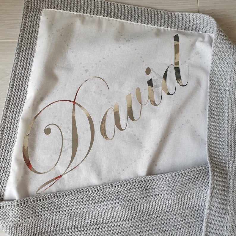 Grey Knitted Crown Baby Blanket Personalized Swaddle Blanket Etsy