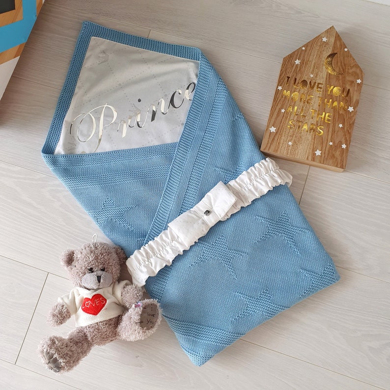 Knitted Blanket With Name Custom Baby Blanket Personalised Etsy