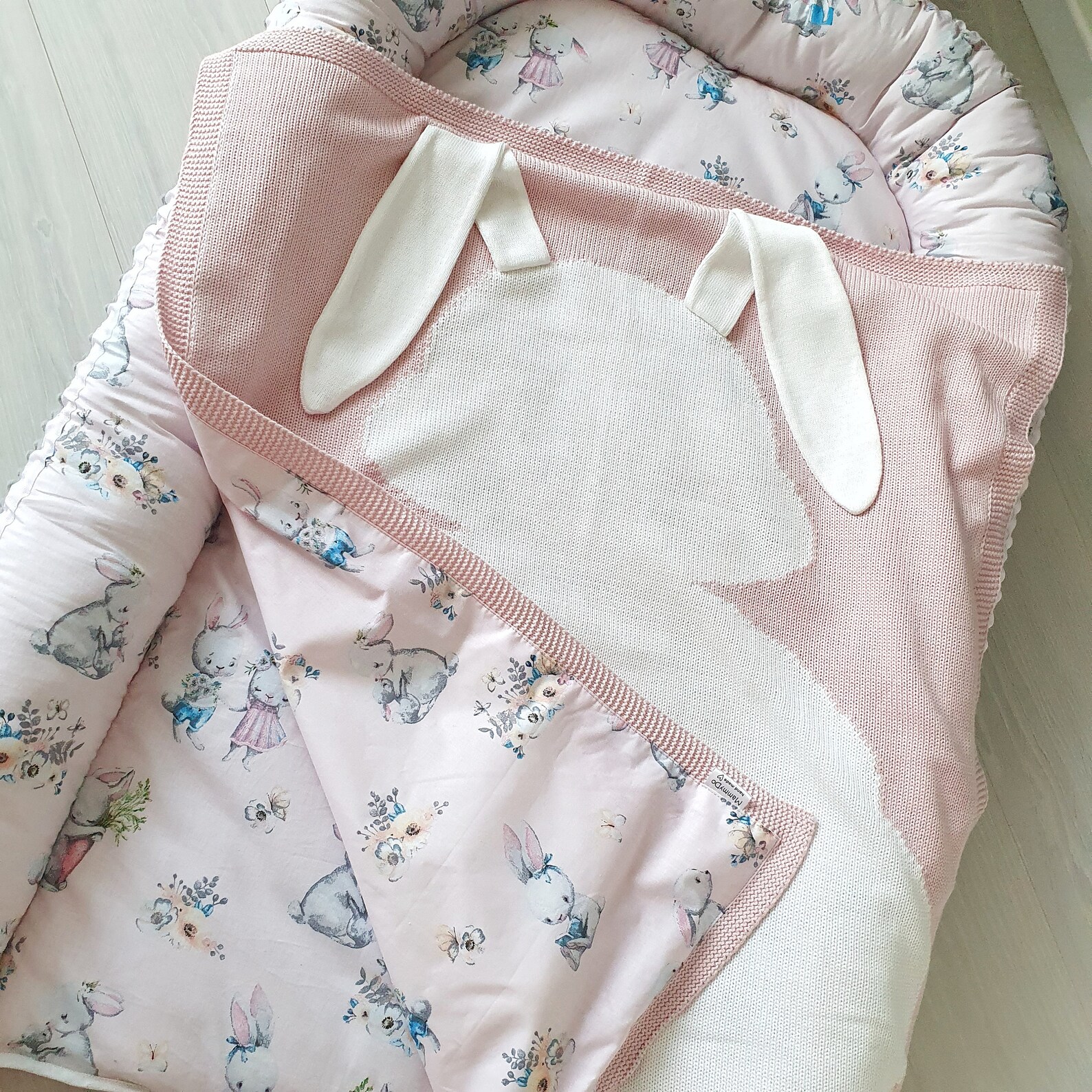 Bunny knitted baby blanket Blanket with ears and tail Rabbit Etsy