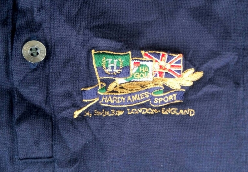Vtg 100/% Wool HARDY AMIES SPORT Savile Row London Long Sleeve Polo Shirt