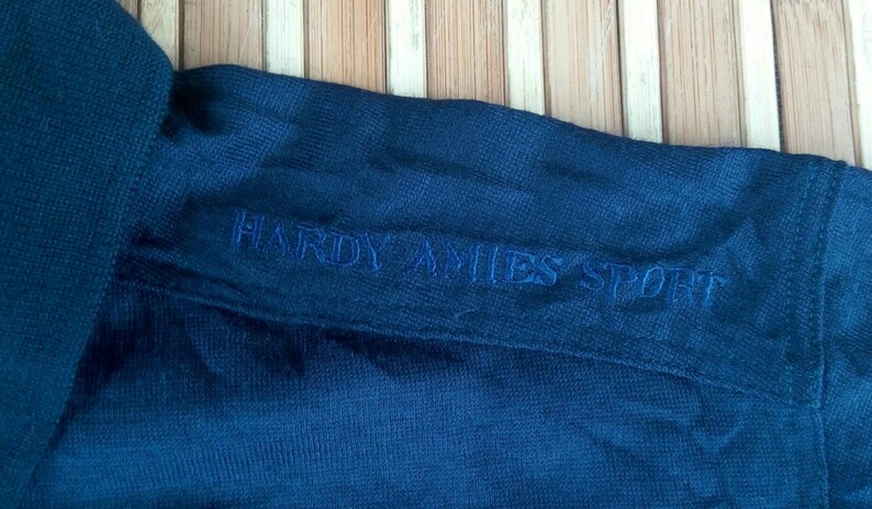 Vtg 100/% Wool HARDY AMIES SPORT Savile Row London Long Sleeve Polo Shirt