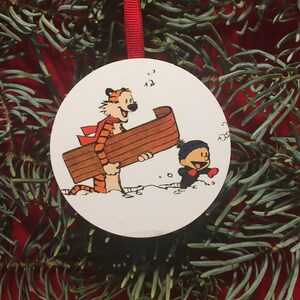 Calvin & Hobbes Winter Sled Christmas Tree Ornament Gift Exchange Stocking Stuffer
