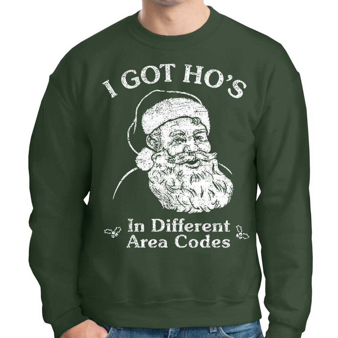 Santa Got Ho s in Different Area Codes Ugly Christmas Sweater Gildan 50 50 Fleece Etsy