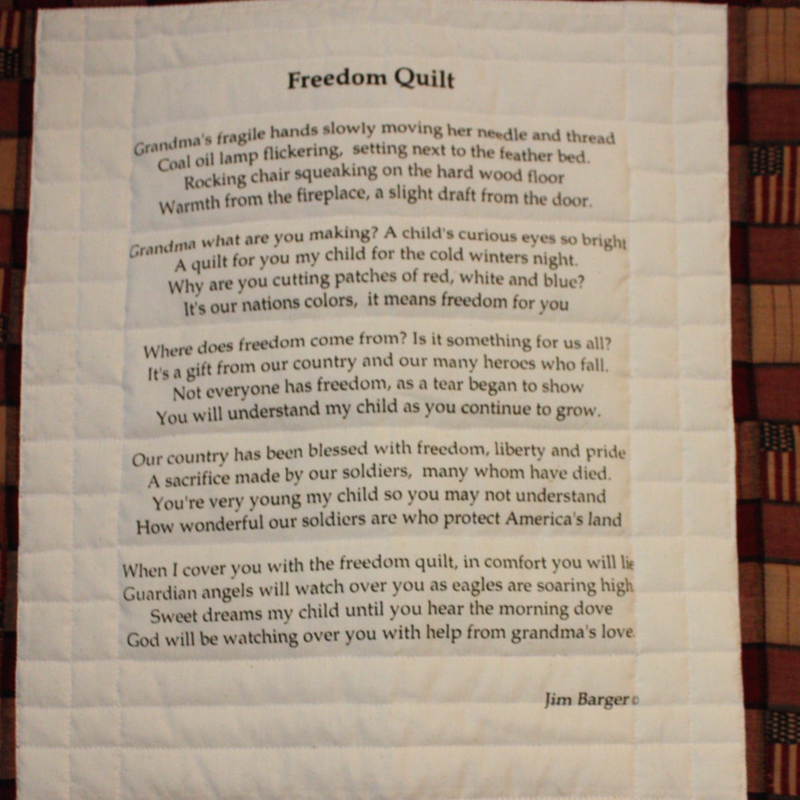 Freedom Quilt Poem Quilt Blocks Screen Printed on Muslin, Poem Block Etsy