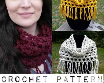 PATTERN ONLY, The Wildwood Scarf, crochet pattern, scarf pattern, fringe, crochet scarf pattern