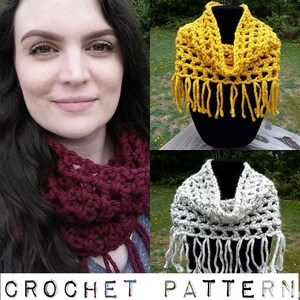 PATTERN ONLY, The Wildwood Scarf, crochet pattern, scarf pattern, fringe, crochet scarf pattern