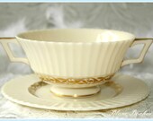 Lenox, USA RARE Exquisite bouillon cup and saucer, ivory and gold (2 available)