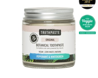 truthpaste Peppermint & Wintergreen 100ml  | Zero waste natural botanical toothpaste. Free from Fluoride, SLS, palm oil