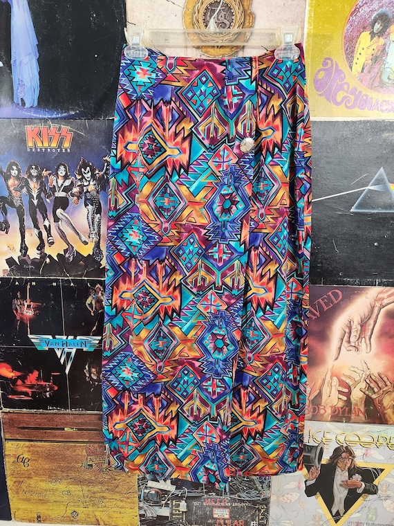 Vintage 90s Colorful Western Print Wrap Skirt - image 1