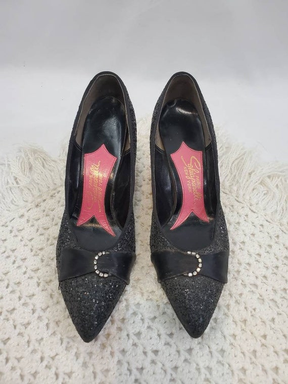 Vintage 1950's Schiaparelli Black Glitter Rhinesto