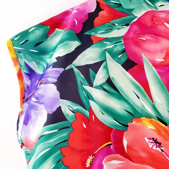 Vintage 90's Colorful Hawaiian Floral Print Boxy … - image 3