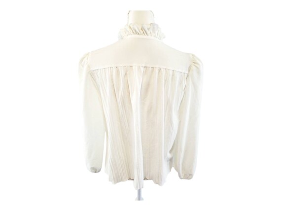 Vintage Sheer Ivory Ruffle Turtle Neck Victorian … - image 3