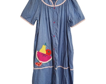 Vintage Fruit Applique MuuMuu House Dress Large
