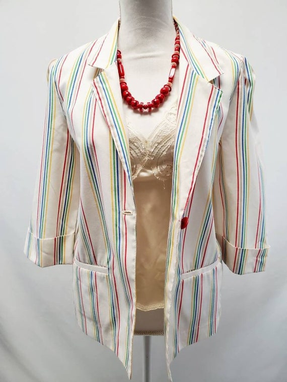 Vintage 80s Rainbow Striped Blazer | 80s Fashion B