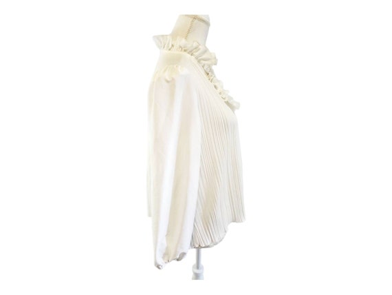 Vintage Sheer Ivory Ruffle Turtle Neck Victorian … - image 2