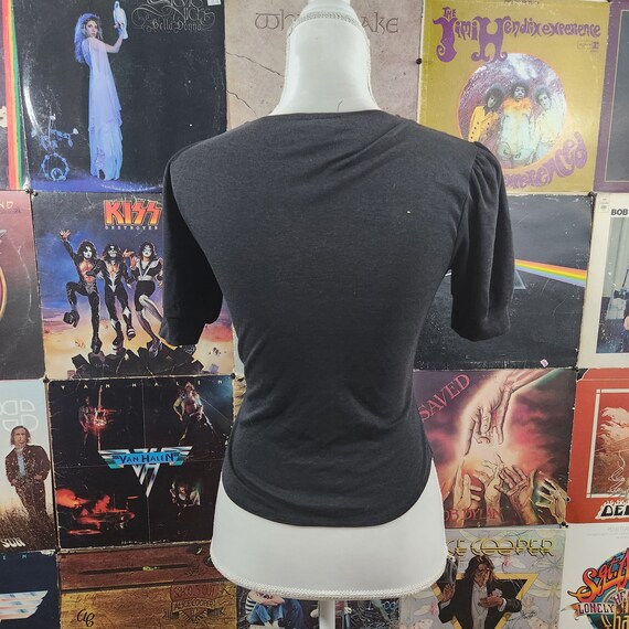 Vintage 80s Nicole Curin Black Puff Sleeve Shirt … - image 2